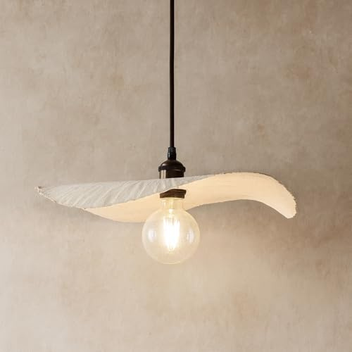 CGC Lighting Indoor Ceiling lamp Shade Curved Design Paper Easy fit Non Electrical (Large White Paper)