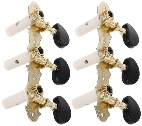 PAMINGONO Professionelle Gitarrenstimmwirbel Satz 3L mit Schwarzen Knöpfen Universelle Locking Mechaniken für Akustische Klassische und Flamenco Gitarren Stimmstabil und Einfach zu