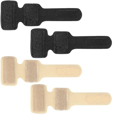 llikknve 4 Pcs Hammer Toe Straightener, Hammer Toe Splint Corrector,Adjustable Wraps with Reinforced Aluminum Plates for Men and Women (Black/Skin Tone)