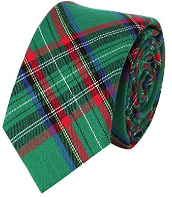 LEVAO Herren-Krawatte, Baumwolle, kariert, schmal, Krawatte, 0 - Grün, Einheitsgröße