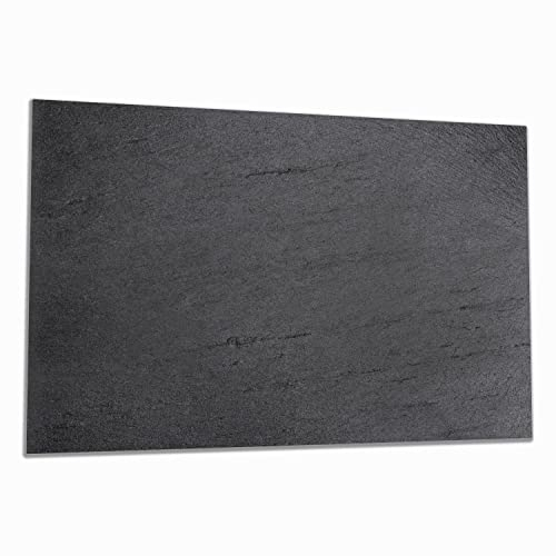 Wallario Herdabdeckplatte/Spritzschutz aus Glas, 1-teilig, 80x52cm mit 8 mm hohen Füßen, für Ceran- und Induktionsherde, Schwarze Schiefertafel Optik - Steintafel