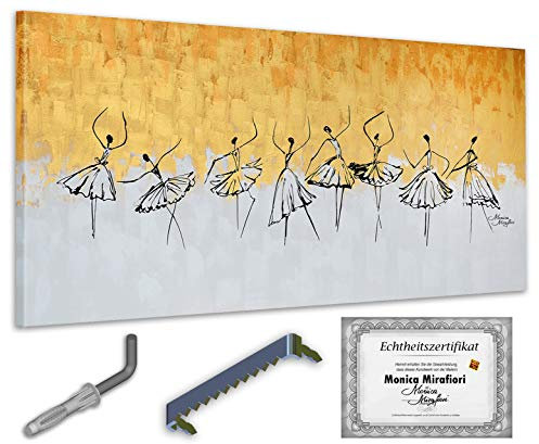 Monica Mirafiori I 100% HANDGEMALT I Gemälde Gold People 140x70cm | Gemälde Handgemalt | Acrylgemälde | Sehr Großes Acrylbild I Moderne Kunst I Kunstbilder