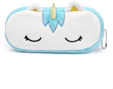 KIDDYBO Weiches Plüsch-Federmäppchen für Filzstifte, Bleistifte, Make-up, Reisetasche, Tasche für Kinder, Baby, Schule, Kindergarten (Einhorn hellrosa)