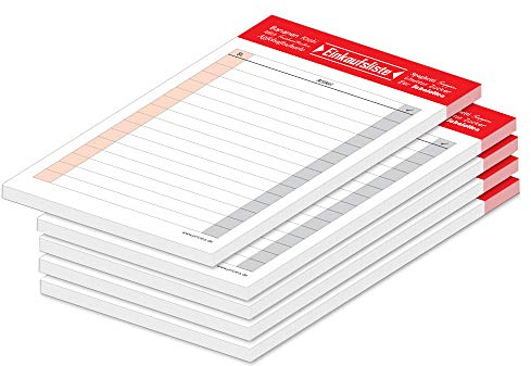 PRICARO Einkaufsliste Typo, magnetisch, rot, A6, 50 Blatt, 5 Stück