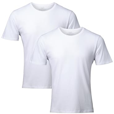 DANISH ENDURANCE Men's T-Shirts, Organic Cotton T-Shirts for Men, Multipack, Crew Neck, Short Sleeve, Premium Soft Blend, 2-Pack - Pure White, XL