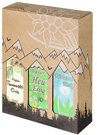 Allgäuer Genuss-Box - Feinkost Geschenk-Set - 3 x 100ml feinster Essig - Allgäuer Delikatessen mit Geschenkverpackung als Geschenk-Set