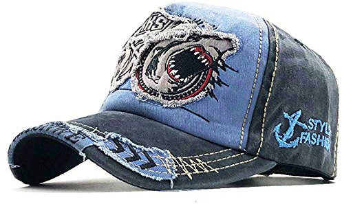 NOGA Trend Shark Pattern Persönlichkeit Peak Cap Baseball Hut Outdoor Vier Jahreszeiten Angeln Sonnenhut Herren und Damen Baumwolle + Polyester Gr. One size, blau