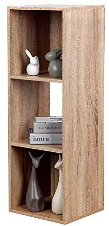 PACHIRA Bücherregal mit 3 Fächern, 1 * 3 Bücherschrank Stufenregal, Standregal mit 3 Ebenen, offenes Aufbewahrungsregal Würfelregal für Kleidung, Spielzeug, Büroregal für Wohnzimmer, Schlafzimmer