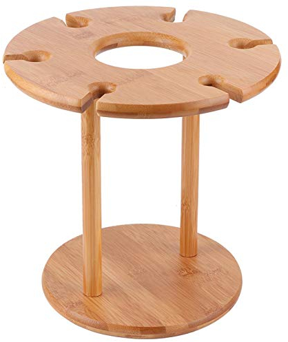 Support de Verre à vin en Bois, comptoir de séchage de vin en Bambou, Stockage de Verres à Pied autoportant, Peut contenir jusqu'à 6 Verres et 1 Bouteille pour Le Bar à la Maison