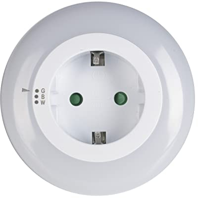 MAXXMEE LED-Steckdosenleuchte Nachtlicht | Mit automatischem Lichtsensor | Wandleuchte wahlweise mit weißem, blauem oder grünem Licht betreibbar | Schalter zur Steuerung der LED-Farben [Weiß]