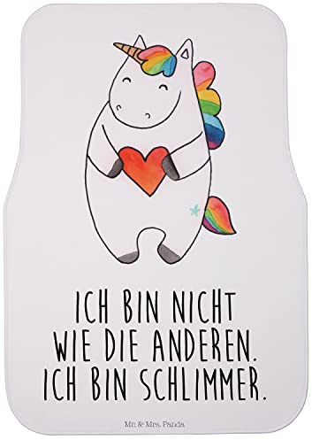 Mr. & Mrs. Panda Fußmatte Auto Einhorn Herz - Geschenk, Fahrerseite, Auto-Fußmatte, Einhörner, Fürs, Bunt, Unicorn, Anders, Automatte