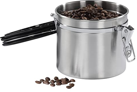 Xavax Kaffeedose für 500 g Kaffee (luftdichte Vorratsdose mit Aromaverschluss, Behälter aus Edelstahl, Dose zur Aufbewahrung von Kaffee, Tee, Kakao) silber