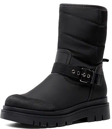 DREAM PAIRS Stivali da Neve da Donna con Suola Spessa Stivali Invernali con Pelliccia Caldo Scarpe Boots All'aperto Comodi,Size 38,Nero,SDSB2202W-E