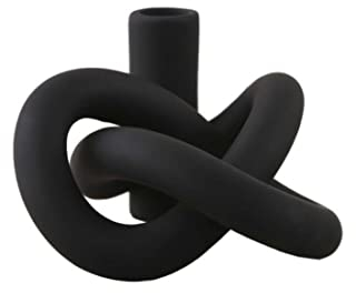 Cooee Design - Kerzenständer, Kerzenhalter - Lykke One Black - Keramik - Farbe: schwarz - 14 x 10 cm
