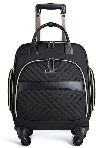 LIGHT FLIGHT Rolling Laptop Bag with Spinner Wheels, Black