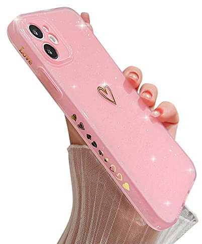 ZTUOK Compatible with iPhone 11 Case for Girls Women,Love Heart Pattern Design Soft TPU Shockproof Protective Case Bling Sparkly Glitter Cover for iPhone 11-Pink