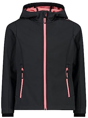 CMP Giacca Kid G con Cappuccio Fisso Unisex - Bambini e Ragazzi, Antracite-Pesca, 128