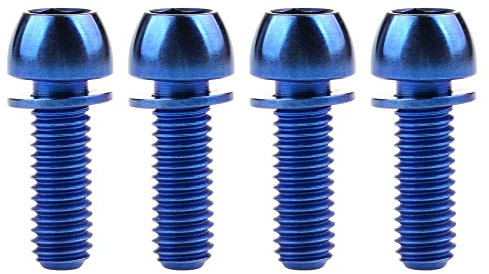 Wanyifa Titanium Gr5 M6 18 20 mm Ball Allen Head Bolt with Washer for Bicycle Disc Brake Caliper Pack of 4 (Blue, M6x18mm)