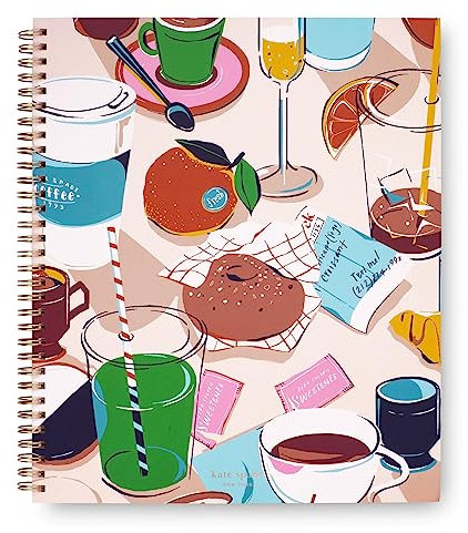 Kate Spade New York Large College Ruled Notebook, 11 x 9.5 Spiral Notebook with 160 Pages, Rise and Shine