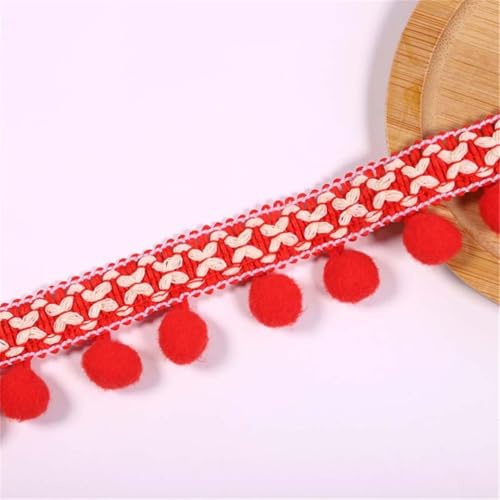 2,8 cm x 4 Yards Pomponborte Bommelborte Pomponband Fransenborte (07) | Pompom Fransenbesatz Bommelband Pompon Borte Borte Bommel Bommelgirlande Dekoband Zierband für Nähen DIY Kleidung