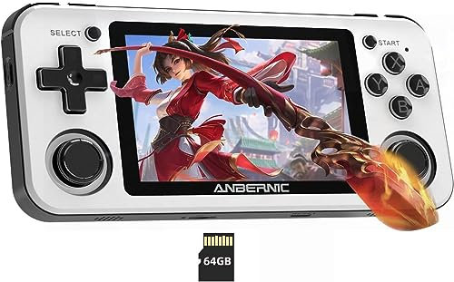 RG351P Handheld Game Console,Plug & Play Video Games Supports TF Extend 256GB , Portable Game Console 3.5 Inch IPS Screen Double 3D Rocker Supports 3.5mm Sound Headphones