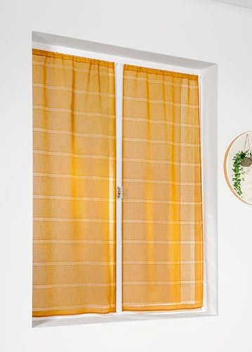 Linder - Vetri a Coppia di cordoncini in poliestere giallo 55 x 120 cm