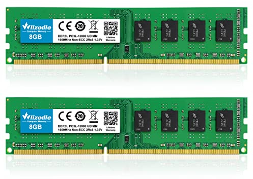 Memória RAM 16GB Kit (2x8GB) DDR3/DDR3L 1600MHz CL11 DIMM Wlizedle Módulo de Memória PC3-12800 /PC3L-12800 240-Pin 1.35V/1.5V para Computador, Verde