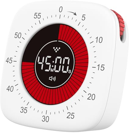 Visual Timer for Kids, Pomodoro Timer Desk, ADHD, Productivity, Rechargeable Digital Silent Countdown with LED Light for Kitchen Cooking, Kids Study, Office, School Teach