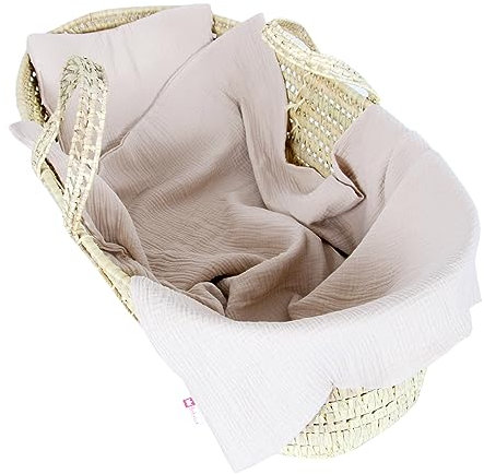 Babylux Musselin Decke 75 x 100 cm + Kissen für Kinderwagen Wiege Babybett Kuscheldecke (KM3 - Beige)