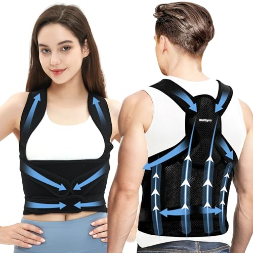 WellSync Haltungskorrektur Rücken Damen, Haltungskorrektur Rücken Herren Verstellbar Rücken Geradehalter Back Posture Belt Unsichtbar unter Kleidung, Back Straightener für Gerader Rücken Geradehalter