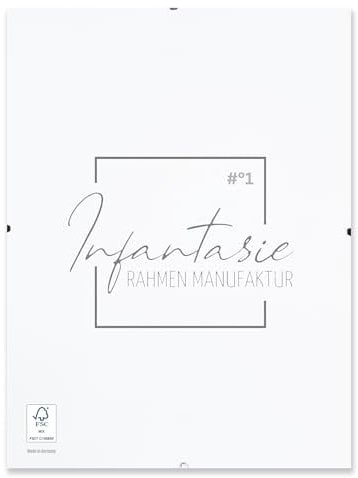 Infantasie 'N°1' Rahmenloser Bilderrahmen Cliprahmen 75x98 cm | Moderner Bildhalter für stilvolle Gallerie Präsentationen mit weiß laminierter MDF-Holz Rückwand und Acrylglasscheibe