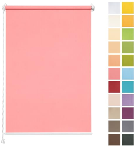 Rettika Sichtschutz Rollo ohne Bohren - Rosa, Breite: 120cm, Höhe 150 - Rollos für Fenster ohne Bohren, Fenster rollos für innen, Jalousien zum Klemmen, Klemmrollo
