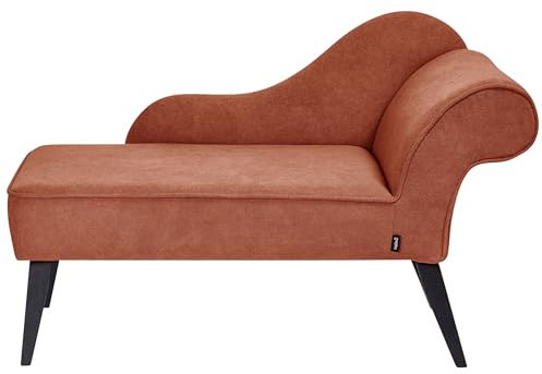 Chaislongue Stoffbezug rot rechts mit Lehne schwarze Holzbeine Retro Biarritz