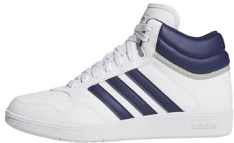 adidas Unisex Hoops 4.0 MID Shoes Schuhe, FTWR White/Dark Blue/Grey Two