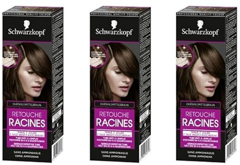 3x Schwarzkopf 7 Tage Retouche Ansatz-Kaschierung, Mittelbraun Haarfarbe für schnelle und einfache Ansatzbehandlung 60ml (3er Pack)