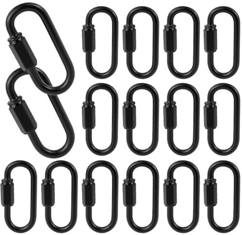 LNQ LUNIQI Moschettone a vite ovale, piccolo, 8 pezzi, in acciaio inox, nero, mini moschettone di sicurezza, per arrampicata