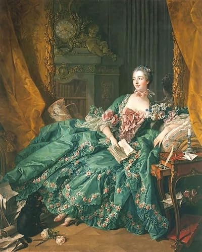 ZHXXFD Malen Nach Zahlen Erwachsene Kinder Landschaft Berühmte Gemälde Mit Rahmen 40X50Cm Diy Painting Kits, Madame De Pompadour – François Boucher,B9