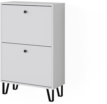 Vicco Schuhkipper Siri, Schuhregal, Weiß, 60 x 92 cm mit 2 Klappschubladen