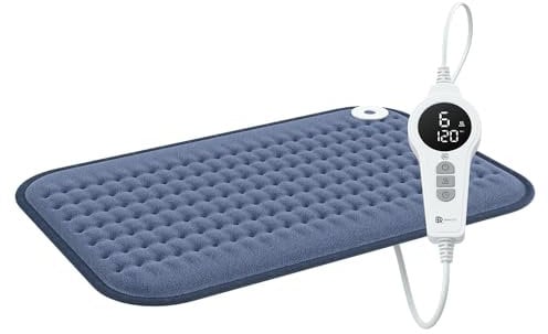 BR Bringer Infrarot Heizkissen mit Abschaltautomatik - Wärmekissen mit Tiefenwärme - 6 Heizstufen (25-60°C), Überhitzungsschutz, Waschbar, LED Display, Extra weiches Flanell (Blau, 45 x 30 cm)