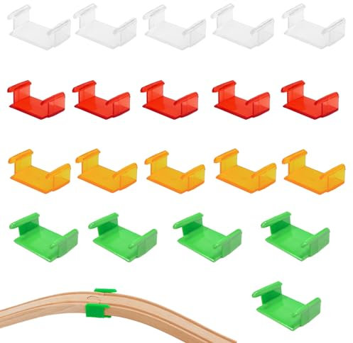 Felicify Holzeisenbahn Zubehör, 20 Stück Track Connectors, Holzeisenbahn Verbindungsstücke, Holzschienen Eisenbahn, Holzeisenbahn Adapter, Holzeisenbahn Schienen, Geeignet für Spielzeugeisenbahnen