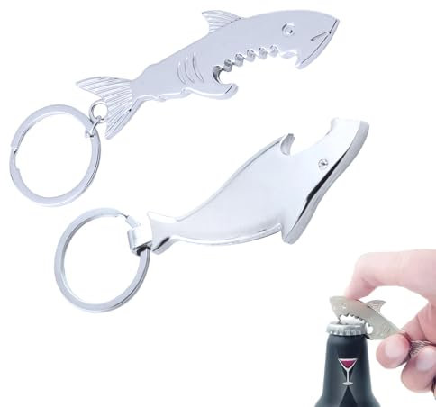 2Pcs Bottle Opener Keyring Shark Shaped Soda Beer Bottle Opener Keychain Beverage Bottle Opener Key Ring Beer Bottle Opener bar Tool Novelty Camping Accessories