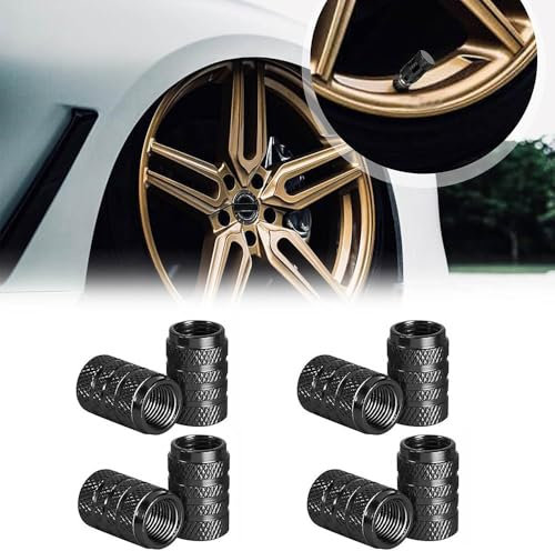 JJQFLB 8 Stück Reifenventilabdeckungen Für VW Golf GTI R R-LINE GTD GTE MK7 MK7.5 MK VII, Auto Ventilkappen, Reifen Ventilkappen, Ventilkappen Auto Ventildeckel,A-Black
