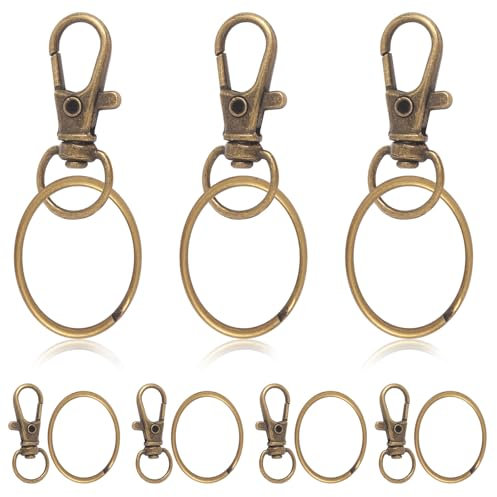 Schlüsselring Klein 84Stk Karabiner Schlüsselanhänger Basteln Selber Machen Ringe Karabinerhaken mit Drehgelenk-Bronze