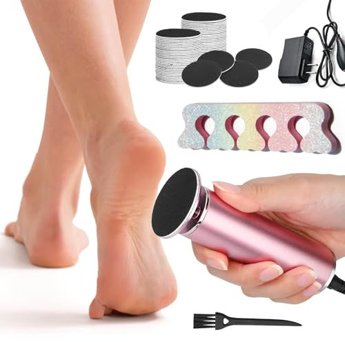 Electric Foot File Hard Skin Remover, with 60 Sandpaper Discs Electric Foot Sander Pedicure Tool (Pink)