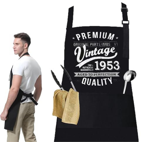 Issimober Grillschürze für Männer, Schwarz Kochschürze Herren, Lustige Kochschürze für Männer mit Taschen Verstellbar, Schürze Personalisiert für Grillschürze Chefkoch Geburtstagsgeschenk
