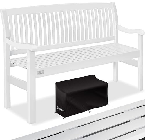 KESSER® Gartenbank Holz Holzbank wetterfest | Für 3 bis 4 Personen | Parkbank aus Massivholz | Sitzbank 320 kg belastbar 150 cm | Balkonbank Bank für Balkon Terrasse & Garten inkl. Cover Weiß