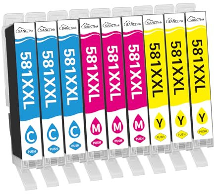 SANCTink 581 XXL CLI-581XXL Multipack Patronen für Canon 581XXL Druckerpatronen Kompatibel mit Canon TS6350 TR8550 TS6150 TS705 TS9550 TS8150 TS6351 TS8150 TS8151 TS8250 (3C/3M/3Y)