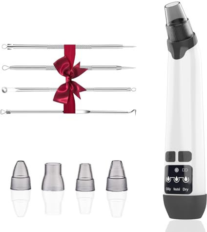 Aspiradora para eliminar puntos negros, potente aspiradora de poros para limpieza, extractor de puntos negros con 3 niveles de succión ajustables, 4 herramientas de eliminación de puntos negros