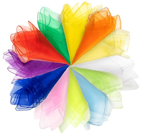 Bunte Jongliertücher, Chiffontücher, 12 Stück Sensory Play Bunte Tücher | 60x60cm Sensory Play Bunte Tücher für Aktivitäten Kindershow&Erwachsene Tanzen Jonglieren und Sensorisches Zubehör Dekoration