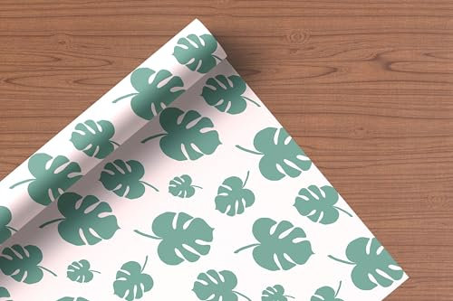 Monstera Leaf Wrapping Paper Sheet – Tropical Pink and Green Gift Wrap for Birthdays, Plant Lovers or Summer Parties – Botanical Print W23 (Small Sheet - 30 x 40cm/ 11.8 x 15.7 inches)